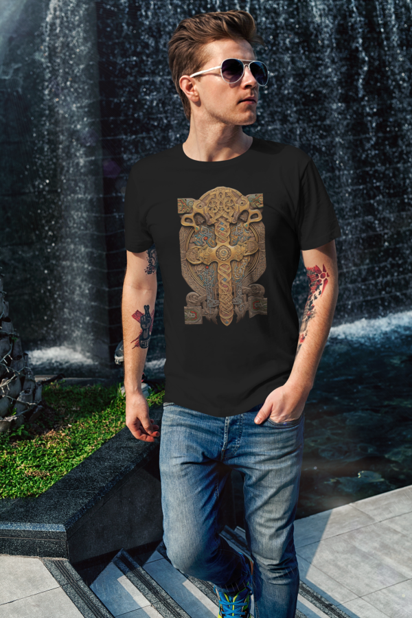 Viking cross with knotwork design